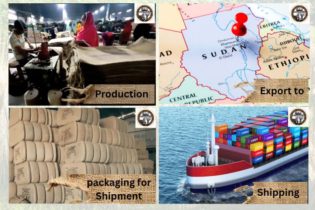 Jute bag production, packaging, and global export process from Bangladesh